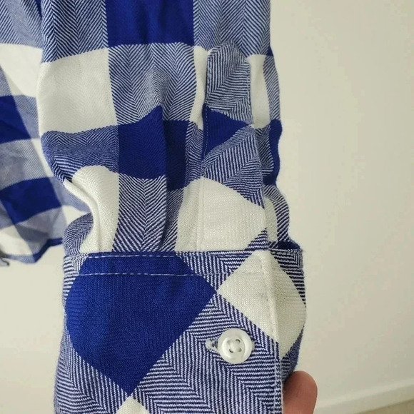 Rails Hunter Size S Button Front Collared Blouse Blue White Buffalo Che… - Picture 7 of 9